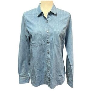 UNTUCKit Women's 100% Cotton Alleanza Light Wash Long Sleeve Button Down Size 4